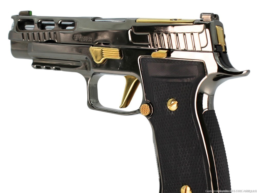 Black Chrome & 24 Karat Gold Sig Sauer P320 AXG Pro 17Rd 9mm Pistol-img-4