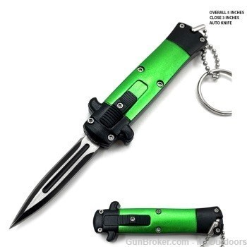 Mini Green Key Chain OTF Automatic Knife-img-0