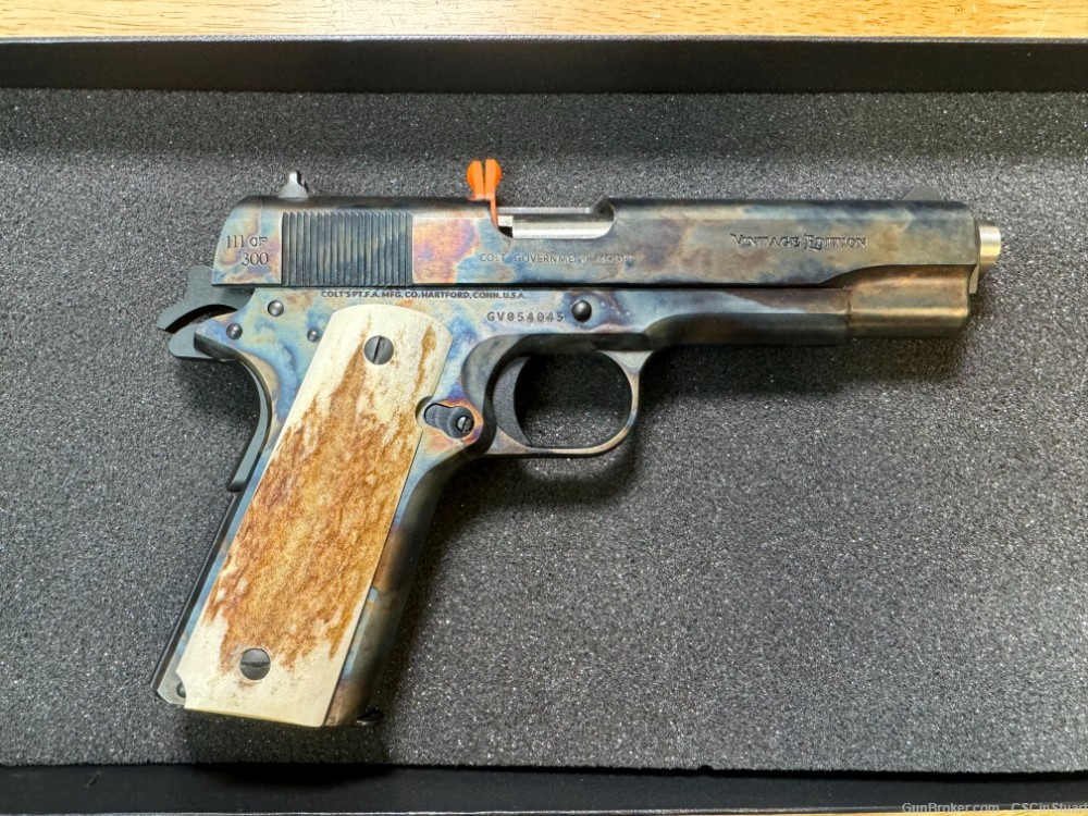 Colt 1911 Vintage Series #111 of 300 Made Case Hardened Stag Grips LOOK!-img-3
