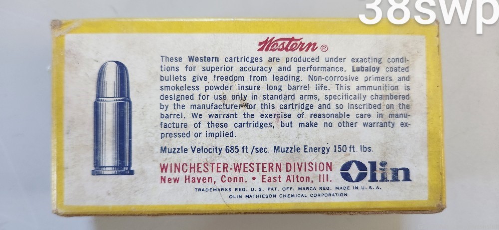 Winchester Western 38 S&W Nickle plated 145gr. Vintage ammo Bx. 50-img-5