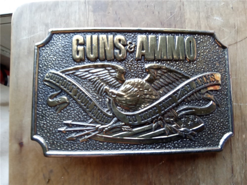 Guns & Ammo  Belt buckle mfg.by Peterson Publishing Co. 1978-img-0