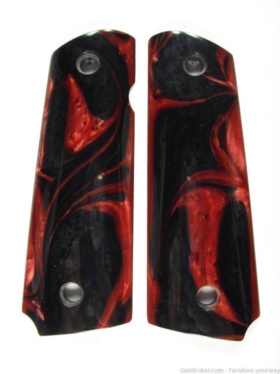 Red & Black 1911 (Full Size) Grips Colt Kimber Remington Sig Taurus Springf-img-0