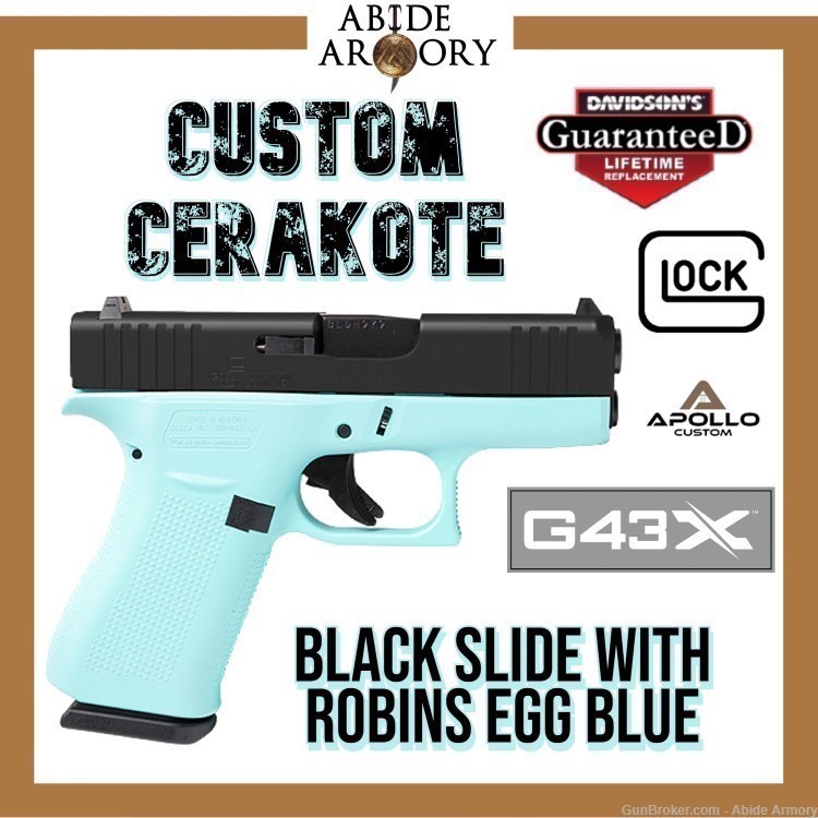 Glock 43x 9mm Apollo Custom DAV Exclusive Robins Egg Blue Tiffany Penny-img-0