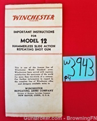 Orig Winchester Model 12 Owners Instruction Manual-img-0