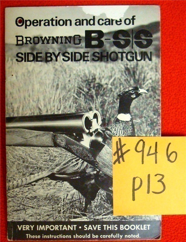 Orig Browning Owners Instruction Manual B-SS Side by Side-img-0