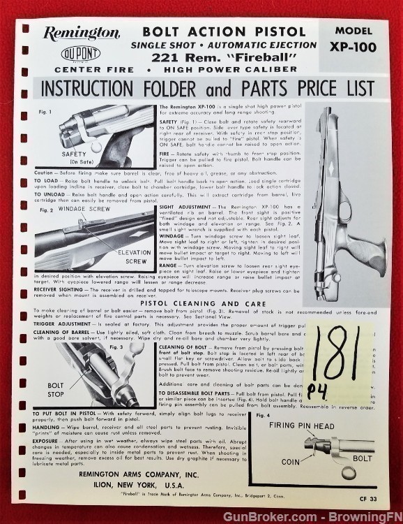 Original Remington Model XP-100 Owners Instruction Manual-img-0