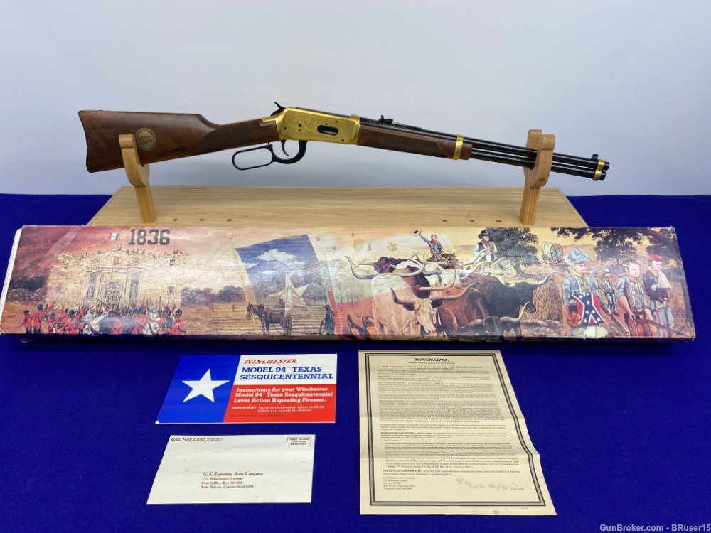 1986 Winchester 94 .38-55 Gold 18.5" -TEXAS SESQUICENTENNIAL CARBINE- Rare -img-0