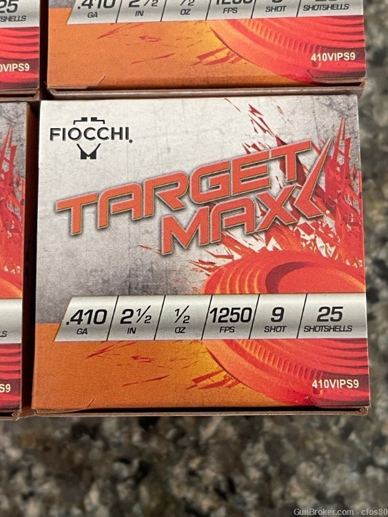 100 Rounds 410 Fiocchi Target Max #9 Shot - 4 Boxes-img-1