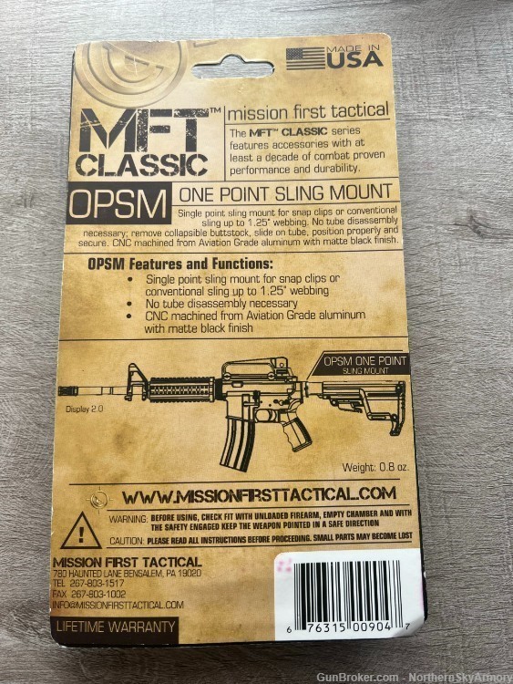 Mission First Tactical MFT ONE Point Sling Mount - No Tube Removal-img-1