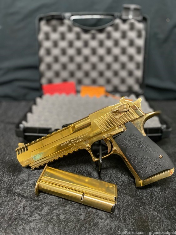 CUSTOM 24KT GOLD DESERT EAGLE MARK XIX W/ INTEGRAL MUZZLE BRAKE, 50AE-img-3