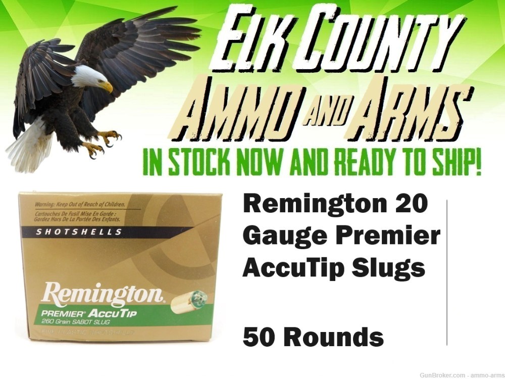 Remington Premier Accutip 20 Gauge 260 Grain Sabot Slugs 50 Rounds-img-0