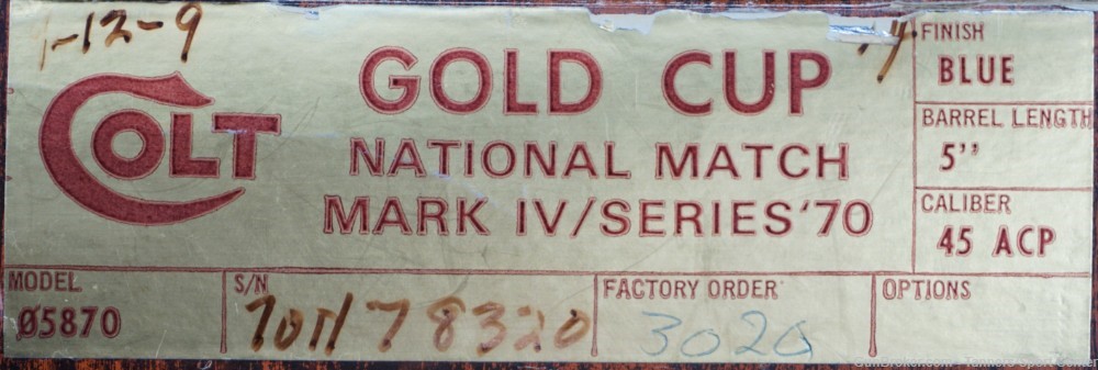 UNFIRED 1979 Colt 1911 Gold Cup National Match MK IV Series 70 45acp 5" -img-30