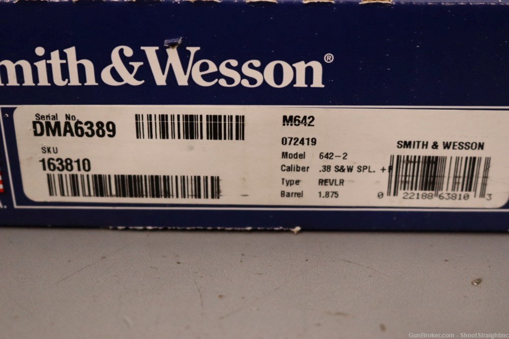 Smith & Wesson Model 642-2 .38 SPL+P 1.87"bbl w/Box-img-1