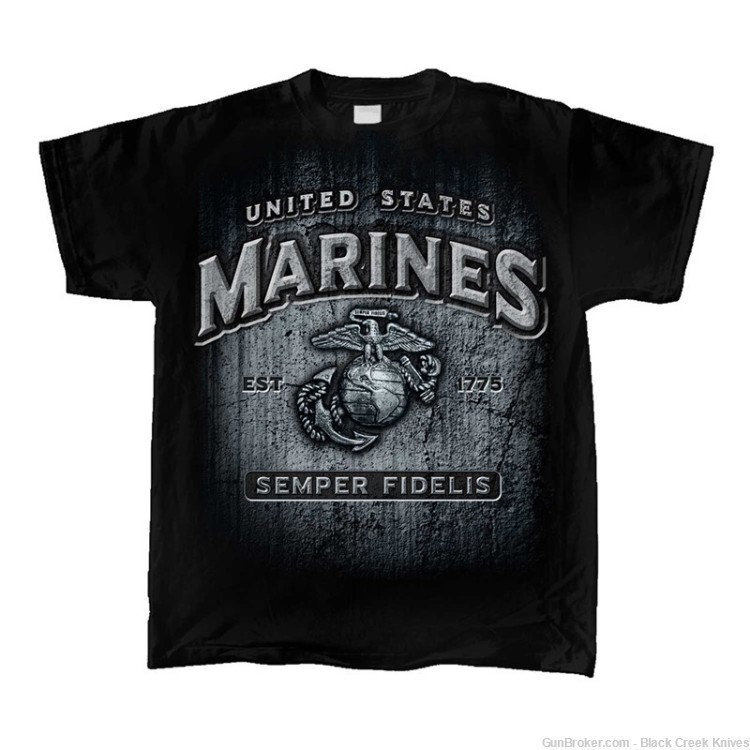 Military Officially Licensed Marine Corps Stone Wall Adult T-Shirt-img-0