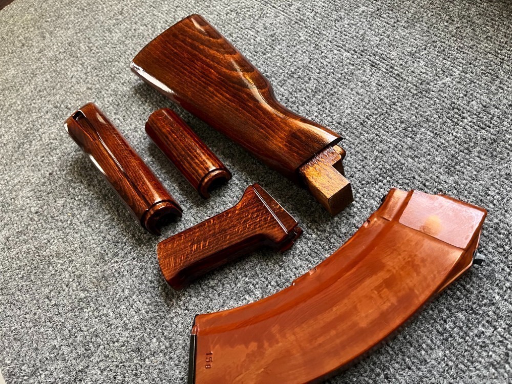 Chinese MAK90 Type 56 Spiker ChiCom Bakelite Orange Wood Stock Set-img-3