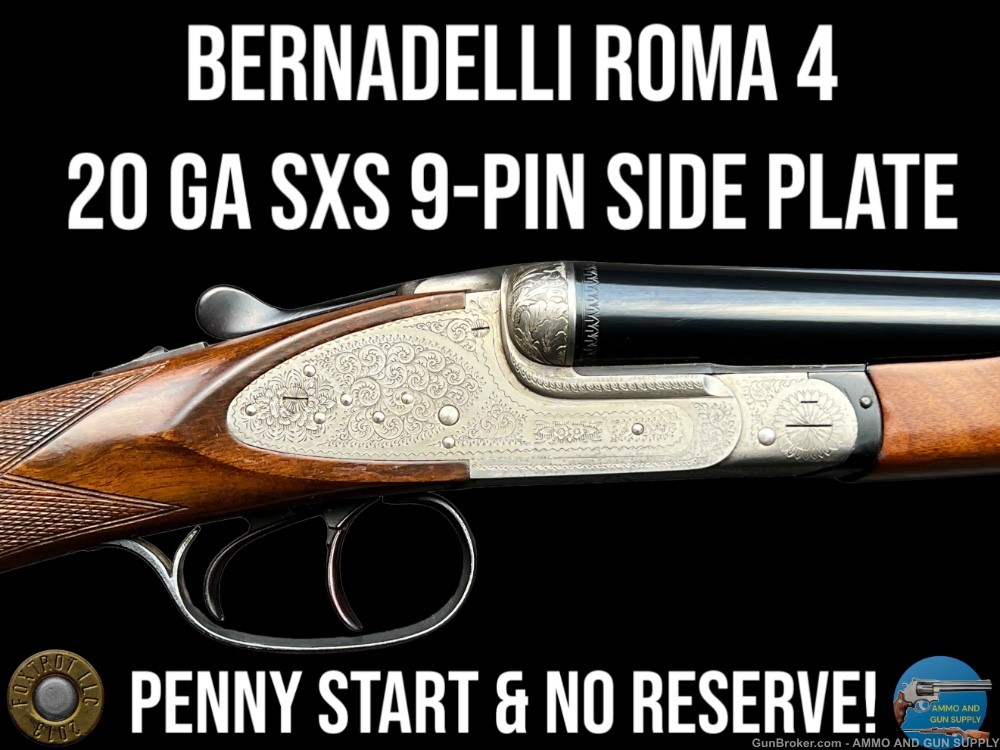 BERNADELLI ROMA 4 20 GAUGE SXS SHOTGUN - 9-PIN SIDEPLATE SCROLL ENGRAVED-img-0