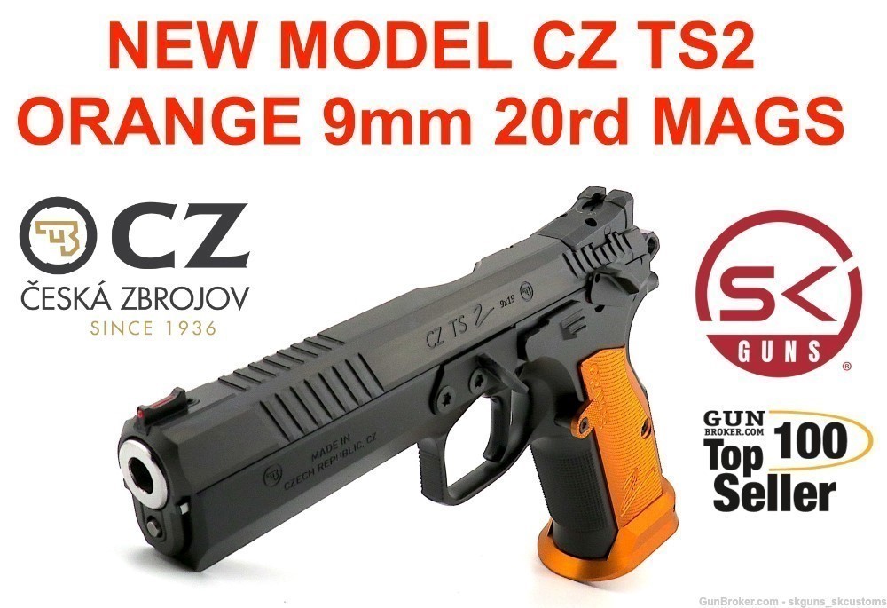 PENNY AUCTION! NEW MODEL CZ TS 2 ORANGE 9mm 20rds x3 MAGS SKU: 91266-img-0