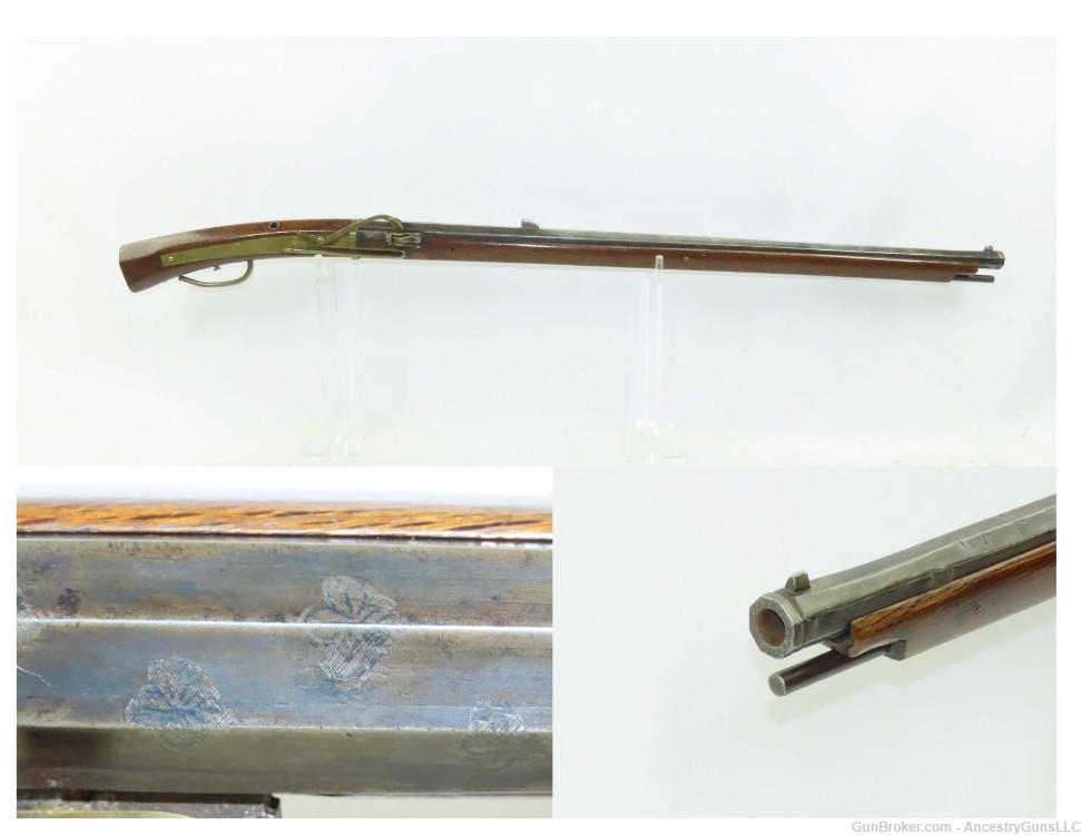 SILVER INLAID Antique JAPANESE MATCHLOCK “Tanegashima” ARQUEBUS .52 Musket -img-0