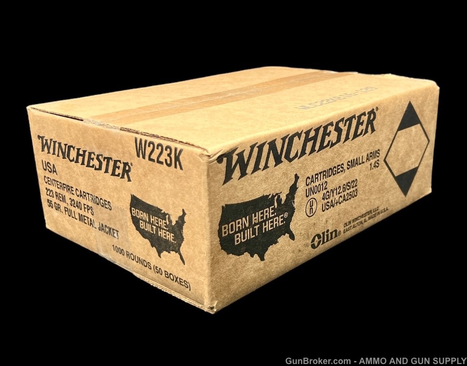 WINCHESTER 223 REM - FMJ 55 GR - 1000 ROUNDS - 1 CASE - PREMIUM AMMO-img-0