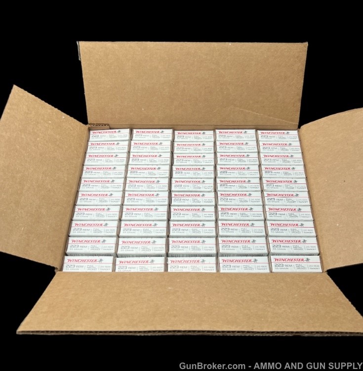WINCHESTER 223 REM - FMJ 55 GR - 1000 ROUNDS - 1 CASE - PREMIUM AMMO-img-1