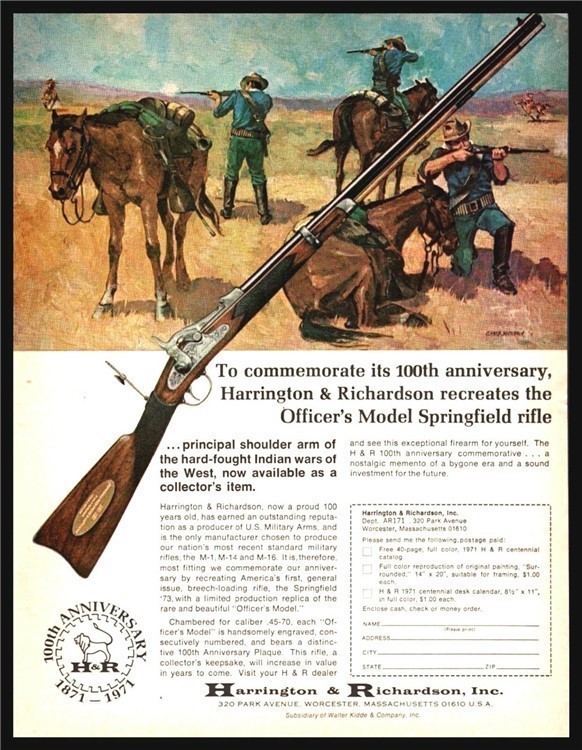 1971 HARRINGTON & RICHARDSON Commemorative '73 Officer's Springfield AD-img-0