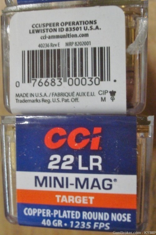 500 CCI Mini Mag .22 LR 22 High Velocity Copper Plated Solid Point 0030-img-1