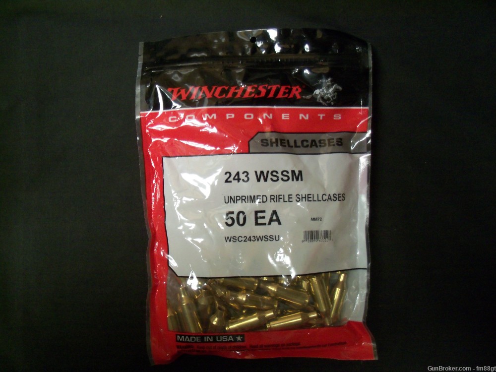 243 Super Short Mag, 243 WSSM Factory NEW brass (50ct Winchester)-img-0