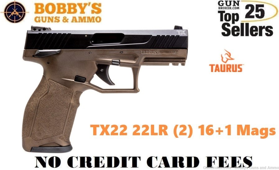 Taurus Tx22 22LR Bronze-black 4" (2) 16+1 Mags THUMB SAFETY-img-0