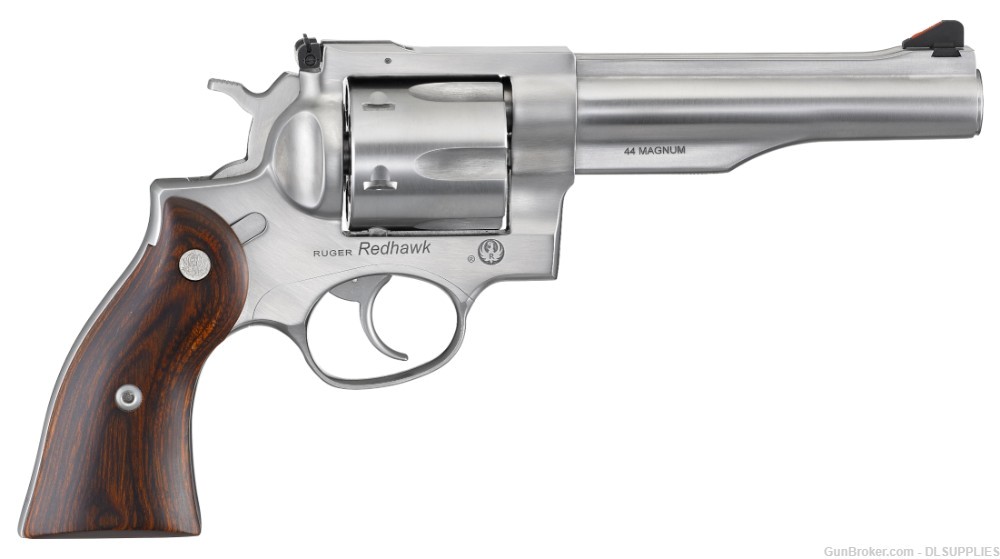 RUGER REDHAWK SATIN STAINLESS FINISH ADJ. REAR SIGHT WOOD GRIPS 5.5" .44MAG-img-0