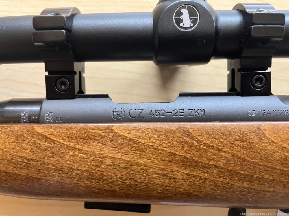 CZ Model 452-2E ZKM Rifle - .22 Cal - 24.8" Barrel - with Scope-img-4