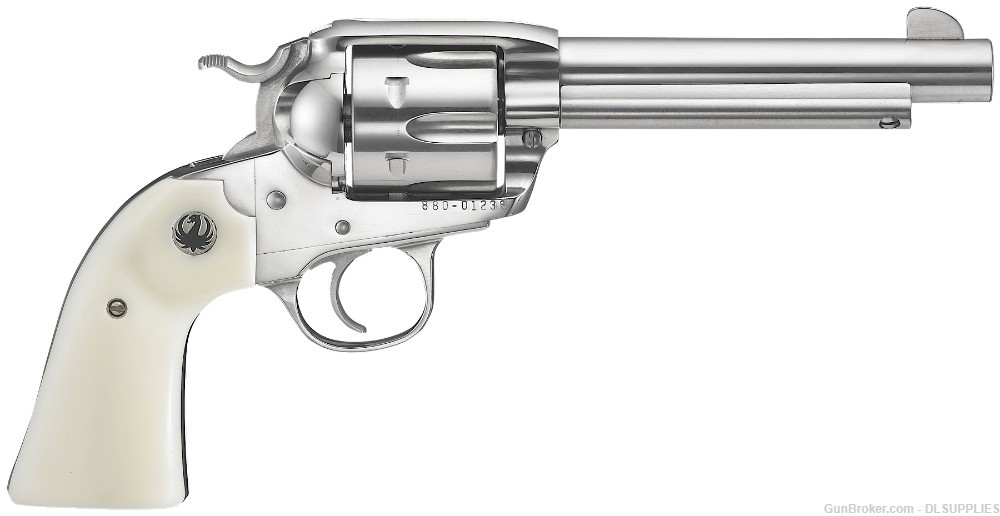 RUGER NEW VAQUERO BISLEY HIGH GLOSS STAINLESS FAUX IVORY GRIPS 5.5" .45LC-img-0
