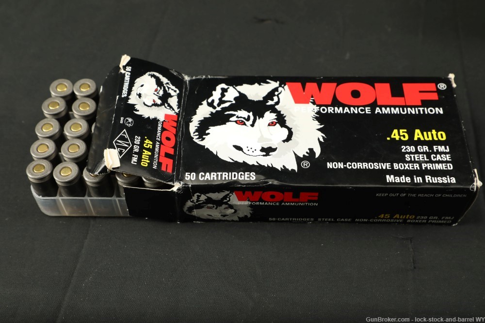 300x Wolf .45 Auto 230 Gr. FMJ Steel Case Ammo Cartridges -img-4