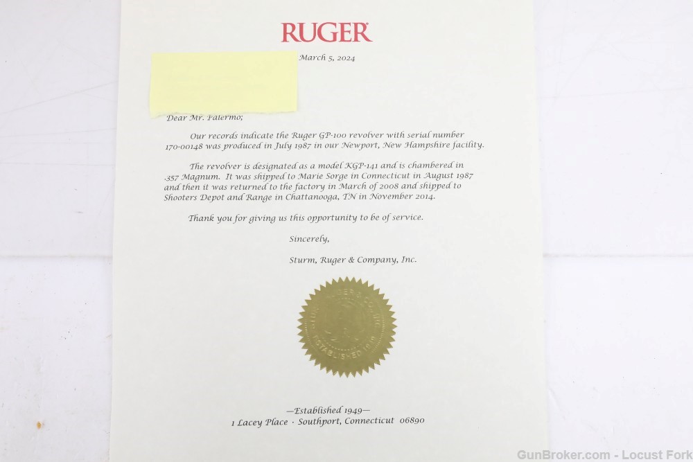 Ruger GP100 357 Mag 4" Like NIB Bill Ruger Sr. Secretary Factory Letter-img-4