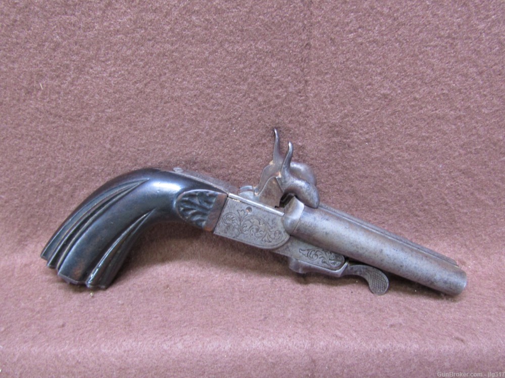Antique French Under Lever Pin Fire Folding Trigger 11 mm Pistol-img-0