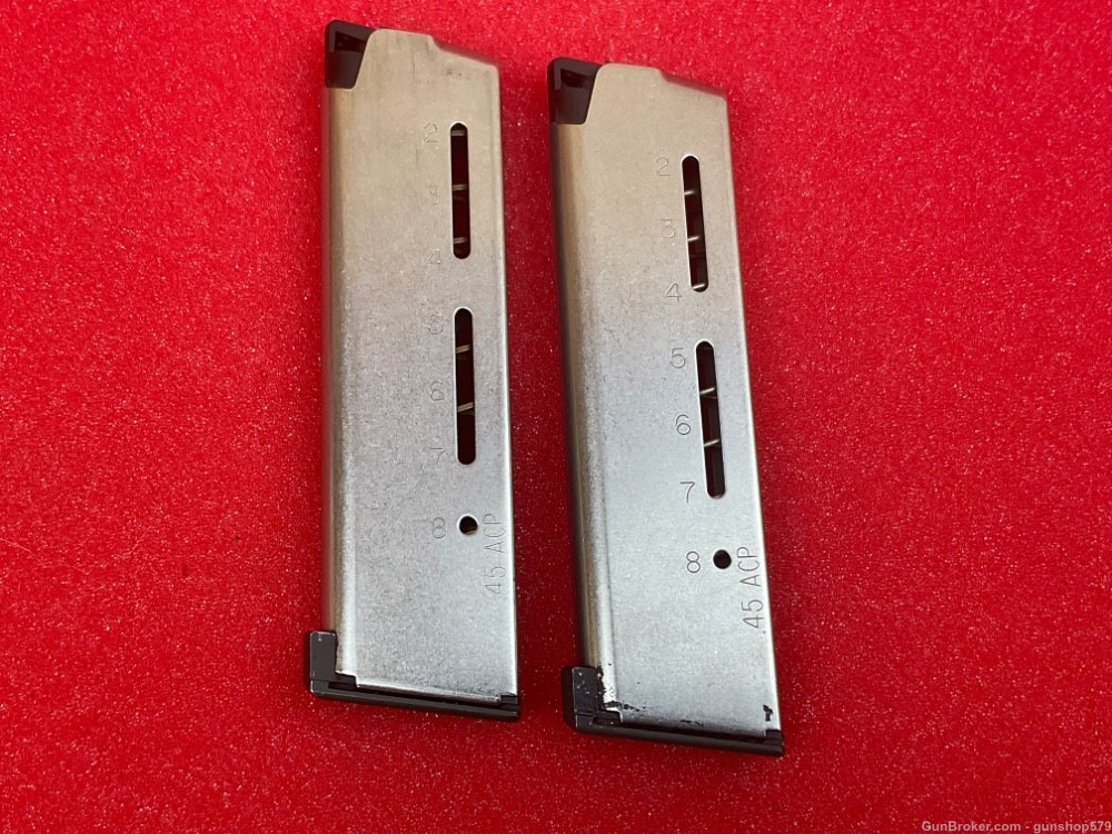 Vintage Wilson Combat 45 ACP 8 Round Stainless Magazine LOT X 2 Two 1911 -img-0