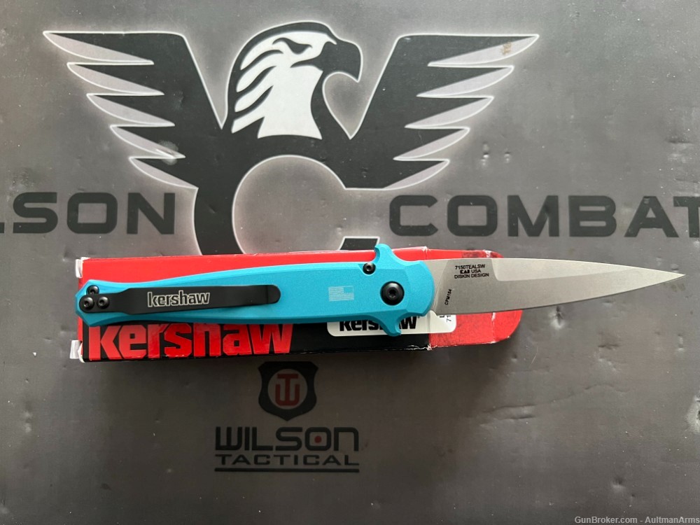 Kershaw Launch 8 Stiletto Automatic Knife Teal/CF (3.5" Stonewash)    Featu-img-1