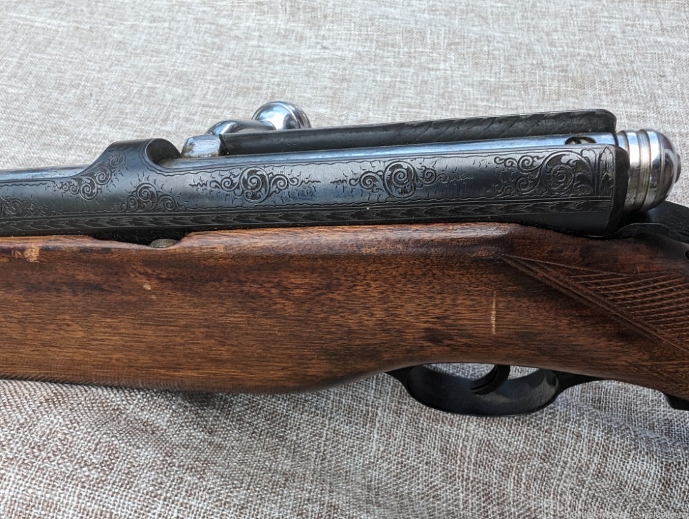 Mossberg bolt action .410 Model 183D engraved, checkered, vent rib-img-25