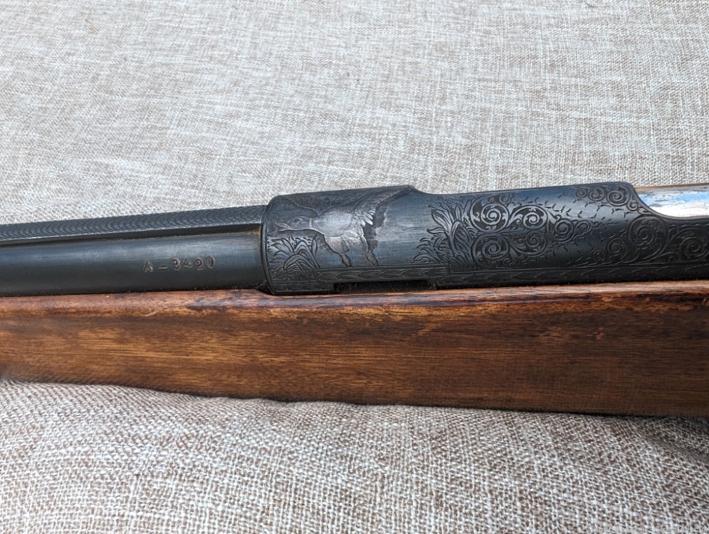 Mossberg bolt action .410 Model 183D engraved, checkered, vent rib-img-23