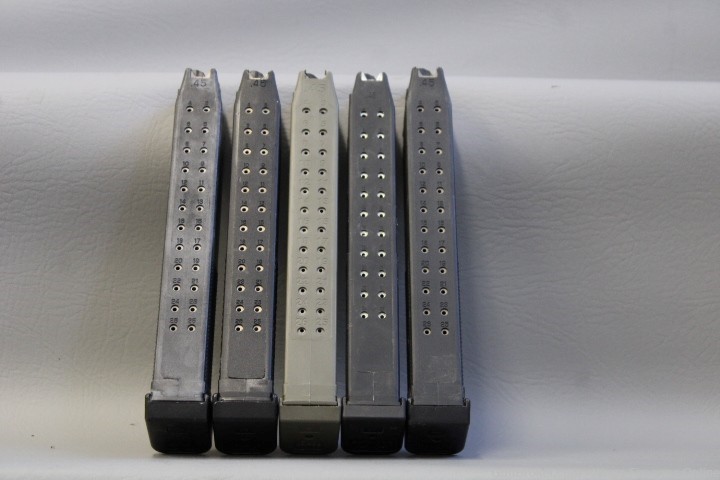 Lot of 5 Used Glock Pattern .45 ACP High Capacity Magazines Item P-300-img-0