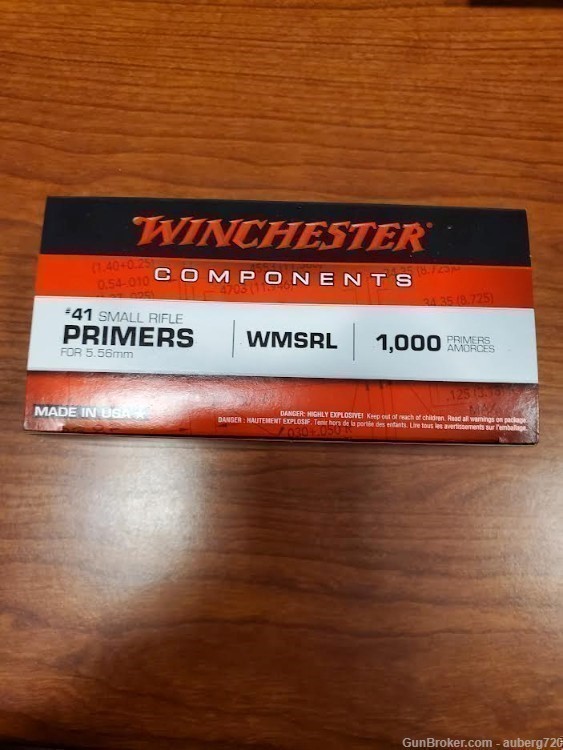 WINCHESTER WMSRL #41 SMALL RIFLE PRIMERS 1000L *FREE SHIP*REDUCED PRICE**-img-0