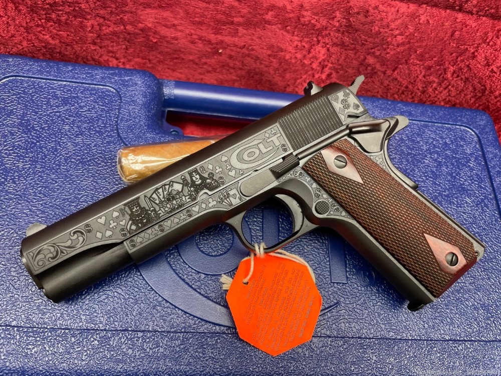 NIB Colt 1911 Government 45 acp Stunning Engraved Gambler!-img-0