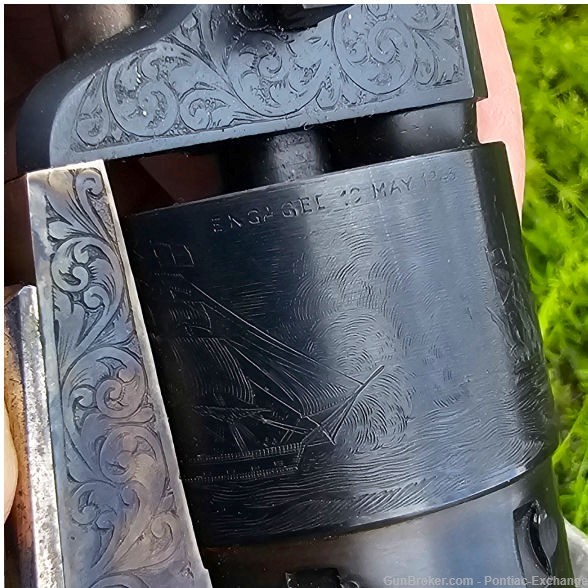 EMF Colt 1851 Revolver Steel Engraved .44 w Case Flask & Bullet Mold-img-9