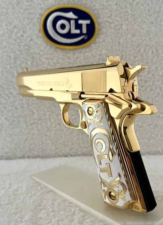 STUNNING 14K GOLD PLATED Seattle Engraving COLT 45ACP!-img-1