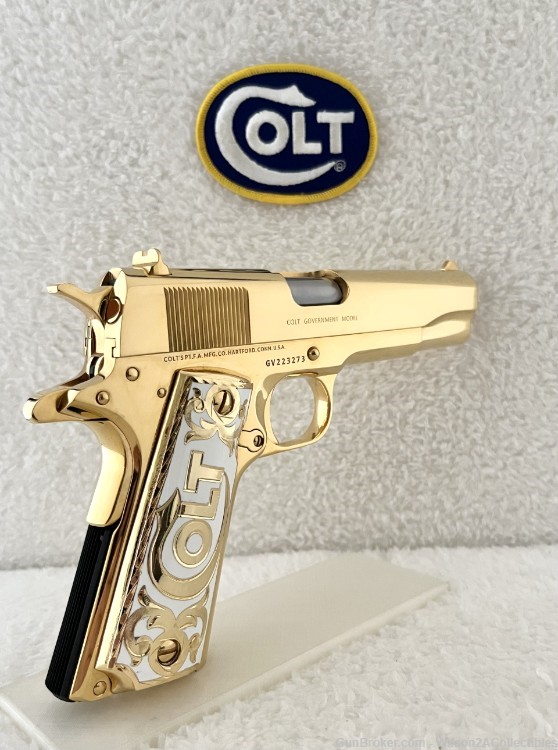 STUNNING 14K GOLD PLATED Seattle Engraving COLT 45ACP!-img-2