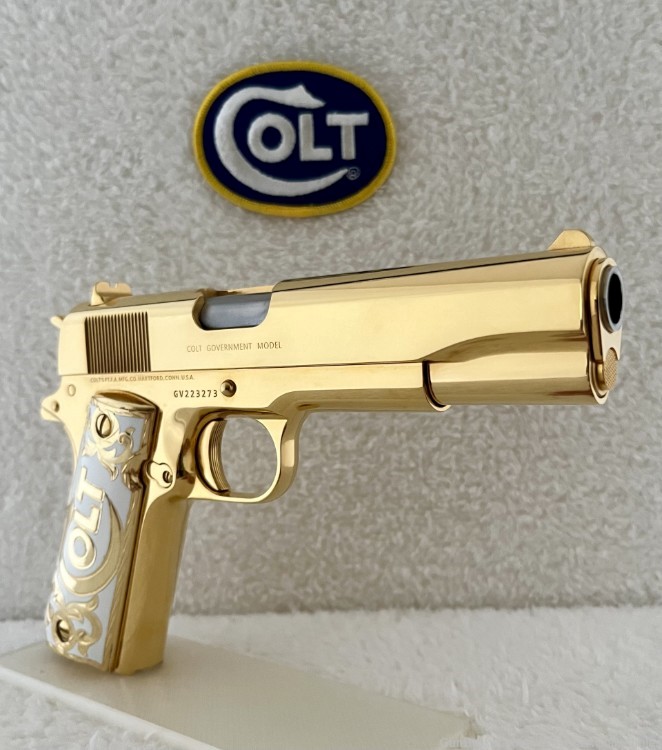 STUNNING 14K GOLD PLATED Seattle Engraving COLT 45ACP!-img-4