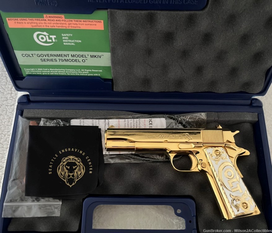 STUNNING 14K GOLD PLATED Seattle Engraving COLT 45ACP!-img-7