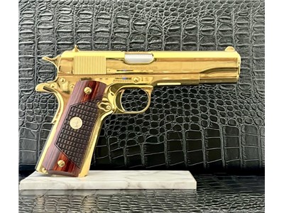 STUNNING GOLD PLATED Seattle Engraving COLT 45ACP!