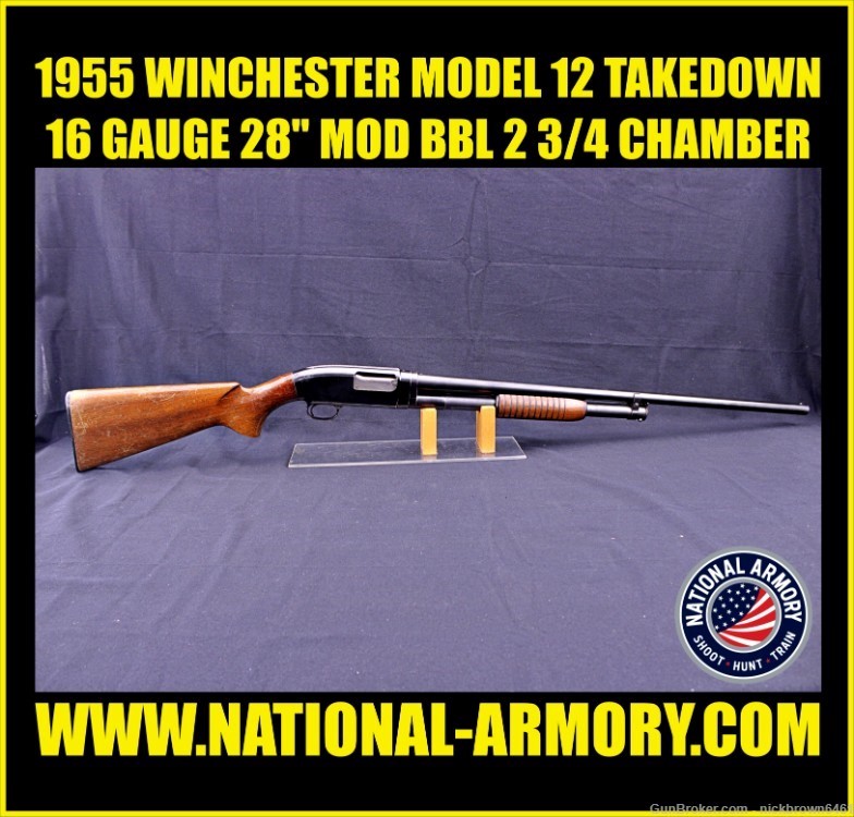 1955 WINCHESTER MODEL 12 TAKEDOWN 16 GAUGE 2 3/4" CHAMBER -img-0