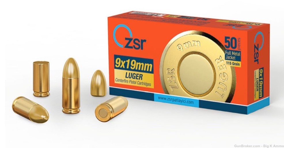 ZSR 9mm Ammunition 115 Grain Full Metal Jacket Target ammo 1000 Round case-img-2