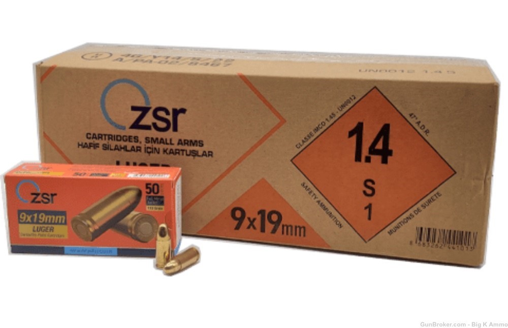 ZSR 9mm Ammunition 115 Grain Full Metal Jacket Target ammo 1000 Round case-img-3